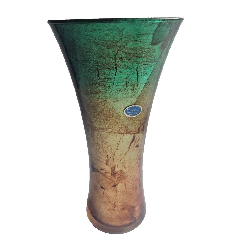 Franco Vetrerie e Cristallerie Murano Italy Vase Art Glass Flash Painted Vintage